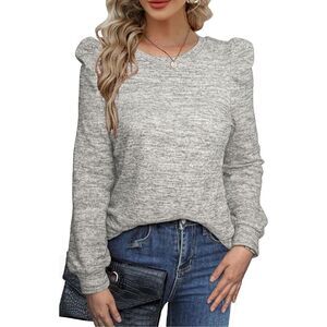 NEW Besshopie Puff Long Sleeve Shirt Round Neck knit S